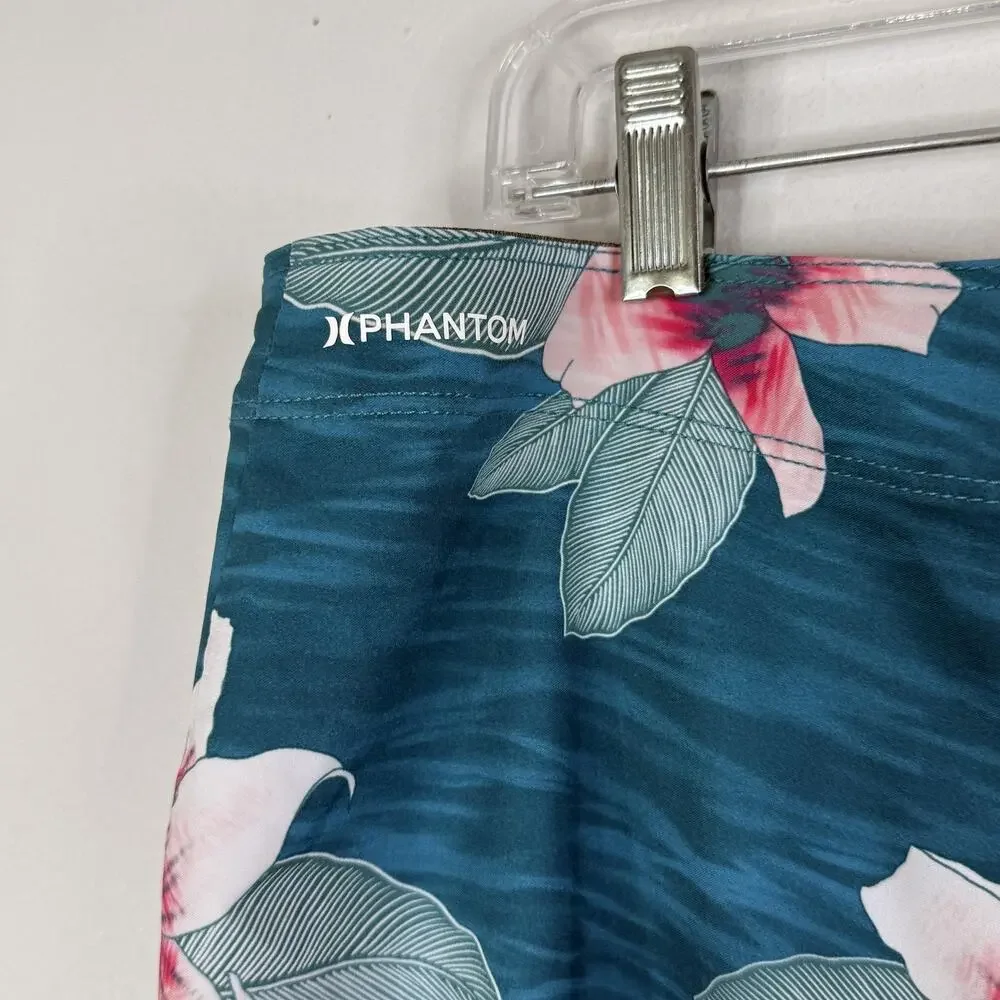 Hurley Boardshorts Mens 36 Blue Tropical Floral Phantom Swim Trunks Surf Beach